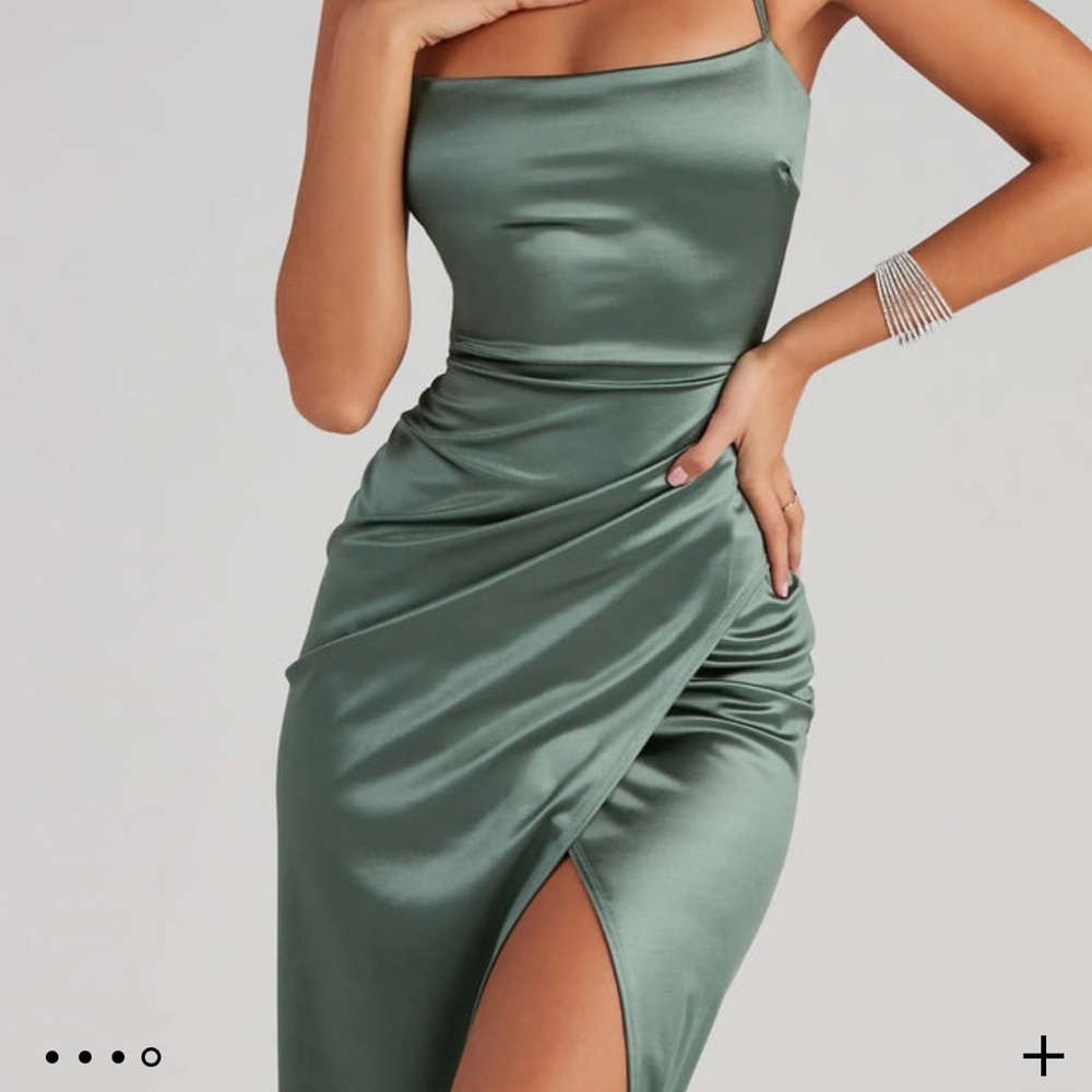 Mayra Formal Satin Slit Long Dress